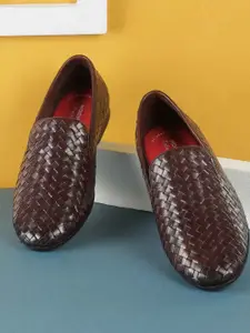 Mochi Men Woven Design Leather Derbys