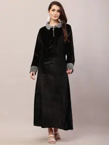 Raabta Fashion Velvet Maternity Maxi Dress