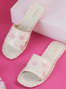 Metro Women Embroidered Open Toe Flats