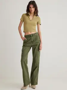 Trendyol Women Mid-Rise Regular Fit Cotton Cargo Jeans