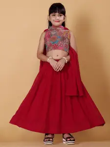 Kinjo Girls Embroidered Sequinned Ready to Wear Lehenga & Blouse With Dupatta