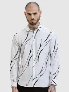 Snitch Men Smart Slim Fit Spread Collar Abstract Printed Casual Shirt