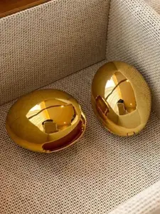 Niscka Gold-Plated Contemporary Shaped Drop Earrings