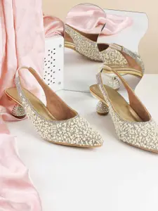 Metro Women Embellished Block Heel Pumps