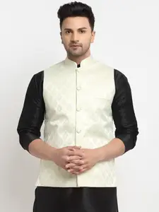 Kaifoo Men Woven Design Nehru Jacket