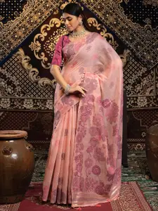 Satrani Ethnic Motifs Zari Pure Cotton Jamdani Saree