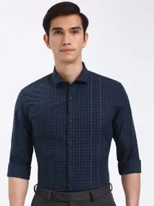 Peter England Men Super Slim Fit Grid Tattersall Checked Cotton Casual Shirt