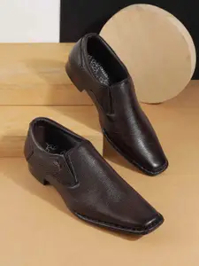 Metro Men Textured Leather Formal Slip-On Shoes