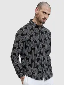 Snitch Men Smart Slim Fit Spread Collar Abstract Printed Casual Shirt
