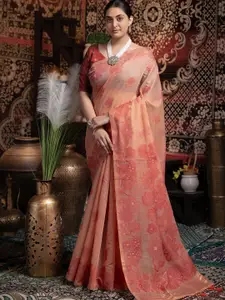 Satrani Woven Design Zari Pure Cotton Jamdani Saree