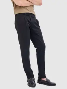 Snitch Men Smart Slim Fit Mid-Rise Pleated Trouser