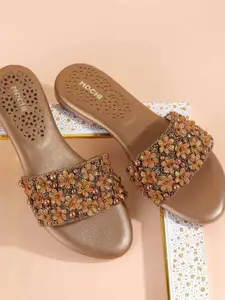 Mochi Women Embellished Open Toe Flats