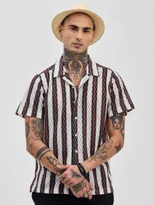 Snitch Men Boxy Opaque Striped Casual Shirt