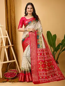 KALINI Woven Design Printed Zari Sungudi Saree