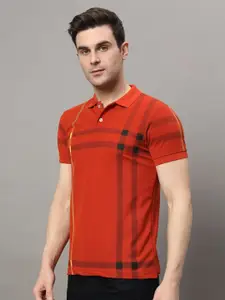 RELANE Men Striped Polo Collar Cotton T-shirt