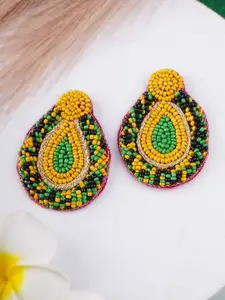 Adwitiya Collection Artificial Beads Studded Oval Shaped Studs