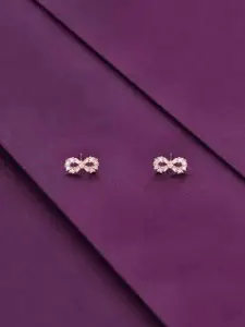 KAI JEWEL Rose Gold-Plated 92.5 Sterling Silver CZ-Studded Contemporary Studs Earrings