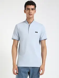 Calvin Klein Jeans Men Mandarin Collar Applique Slim Fit T-shirt