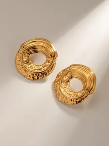 PALMONAS 18KT Gold Plated Stainless Steel Contemporary Studs Earrings