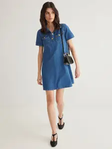Trendyol Women Cotton Shirt Collar A-Line Dress