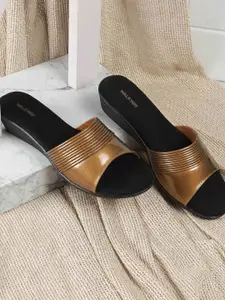 WALKWAY by Metro Textured Block Peep Toes with Buckles