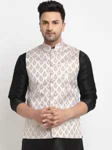 Kaifoo Men Woven Design Nehru Jackets