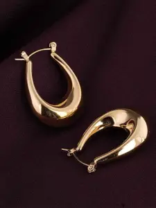 PALMONAS 18k Gold Plated U-shaped Chunky Stainless Steel Hoop Earrings