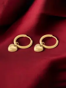 PALMONAS 18k Gold Plated Small Heart Stainless Steel Hoop Earrings