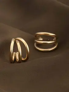 PALMONAS 18k Gold Plated Triple Circle Stainless Steel Hoop Earrings