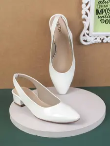 Metro Women Block Heel Pointed Toe Pumps