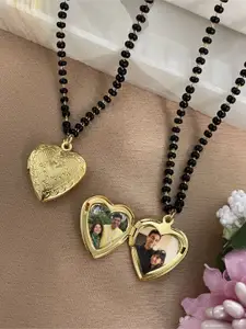 Digital Dress Room Gold-Plated Heart Photo-Frame Pendant Mangalsutra