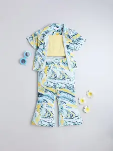 taffykids Girls Shoulder Straps Top With Trouser With Shirt