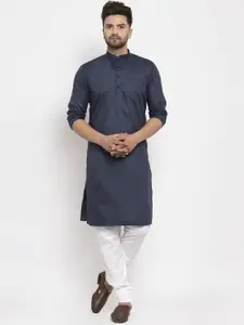 Kaifoo Band Collar Long Sleeves Straight Kurta