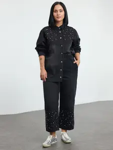 Trendyol Women Oversized Fit Spread Collar Solid Cotton Casual Shirt