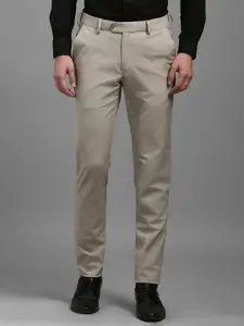 Louis Philippe Men Checked Slim Fit Formal Trousers