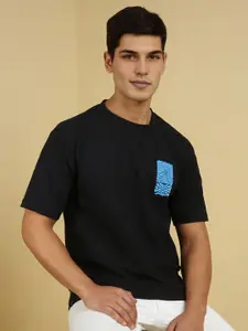 Allen Solly Men Graphic Printed Round Neck Cotton Oversized T-shirt