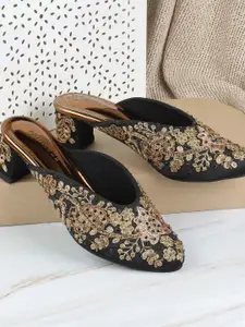 Metro Women Embellished Block Heel Mules