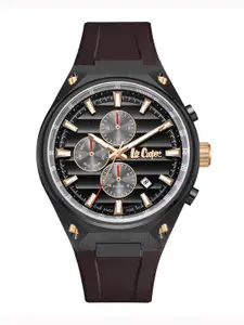 Lee Cooper Men Brass Dial & Leather Straps Analogue Multi Function Watch LC08063.061