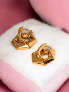 PALMONAS18KT Gold Plated Stainless Steel Hexagon Shaped Hoop Earrings