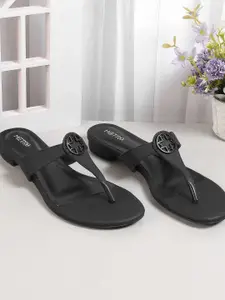 Metro Women Open Toe Block Pumps with Buckles