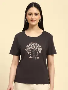 Global Republic Floral Printed Sequined Top