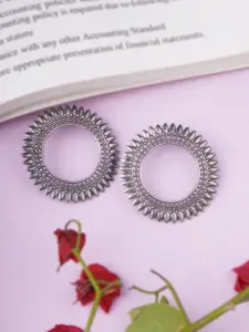 Adwitiya Collection Silver-Plated Circular Shaped Studs