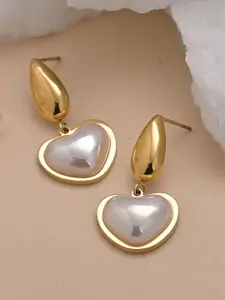 PALMONAS 18k Gold Plated Vintage Heart Stainless Steel Drop Earrings