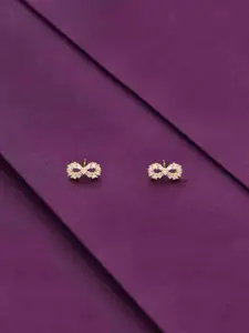 KAI JEWEL Gold-Plated 92.5 Sterling Silver CZ-Studded Contemporary Studs Earrings