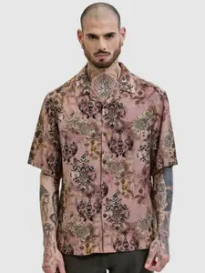 Snitch Men Relaxed Oversized Fit Cuban Collar Ethnic Motifs Printed Casual Shirt