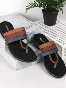 Metro Women Colourblocked Leather Wedge Peep Toes with Bows