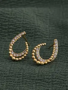 PALMONAS 18KT Gold Plated Stainless Steel Cubic Zirconia Almond Shaped Studs