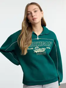 Trendyol Women Printed Mock Collar Sweatshirt