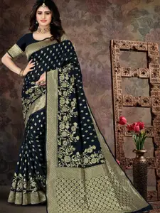 F FASHION Floral Zari Banarasi Saree