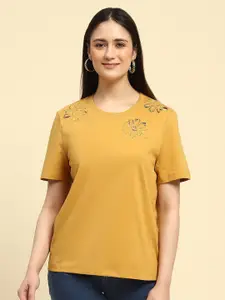 Global Republic Embellished Embroidered Cotton Crop Top